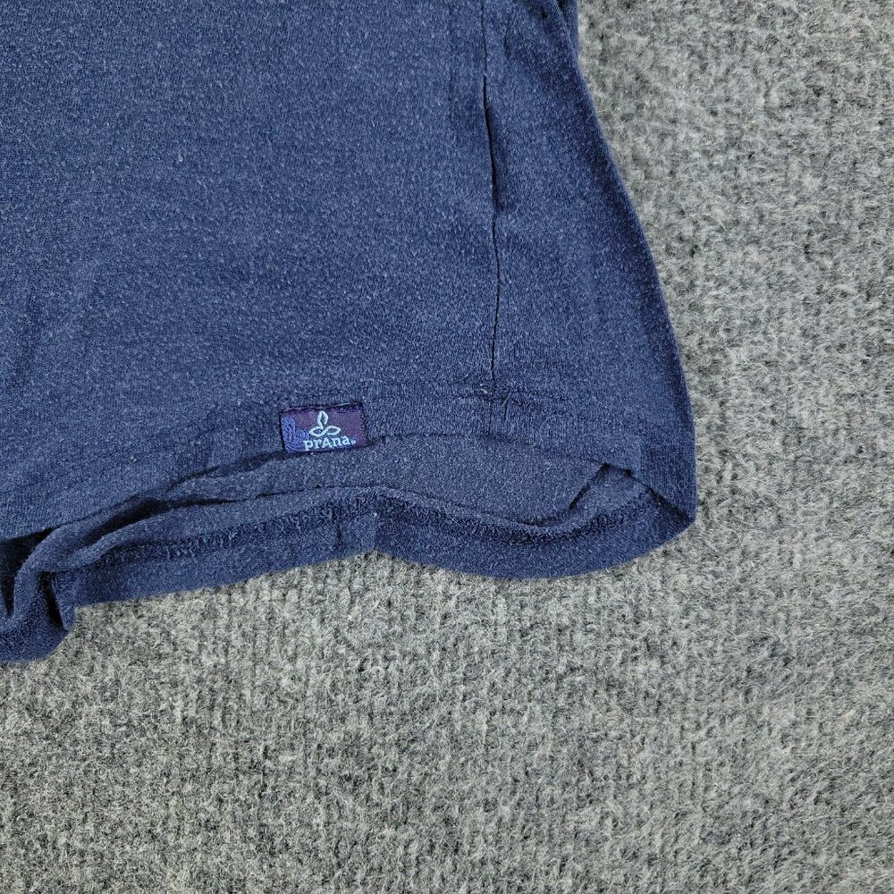 Prana Shirt Women Medium Blue Patch Logo Round Neck Long Sleeve Pocket Pullover - Picture 5 of 15
